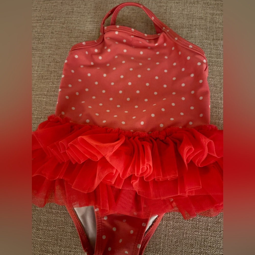 Swimsuit Circo Light Coral and White with 3 Layer Ruffle Great For Summer 18M